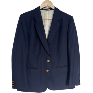 100% Pure Wool Vintage Aquascutum of London Navy Blue Blazer with Gold Buttons